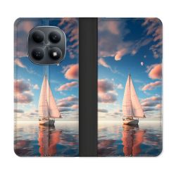 Housse Cuir Portefeuille Pour Xiaomi Redmi Note 15 4G Voyage Voilier Reflet