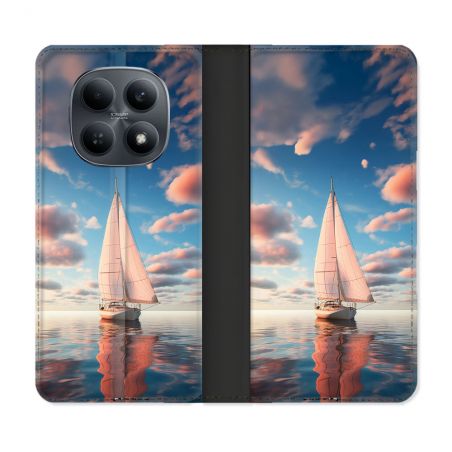 Housse Cuir Portefeuille Pour Xiaomi Redmi Note 15 4G Voyage Voilier Reflet