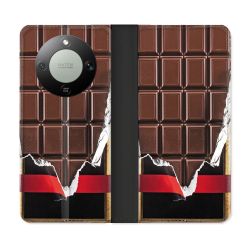 Housse Cuir Portefeuille Pour Honor Magic 8 Lite 5G Texture Trompe Oeil Chocolat