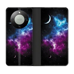Housse Cuir Portefeuille Pour Honor Magic 8 Lite 5G Univers Bleu Violet