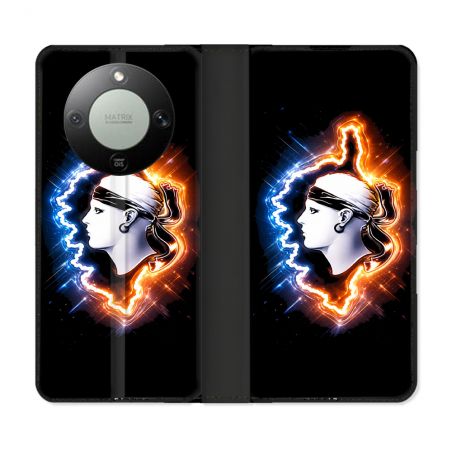 Housse Cuir Portefeuille Pour Honor Magic 8 Lite 5G Voyage Corse Brillante