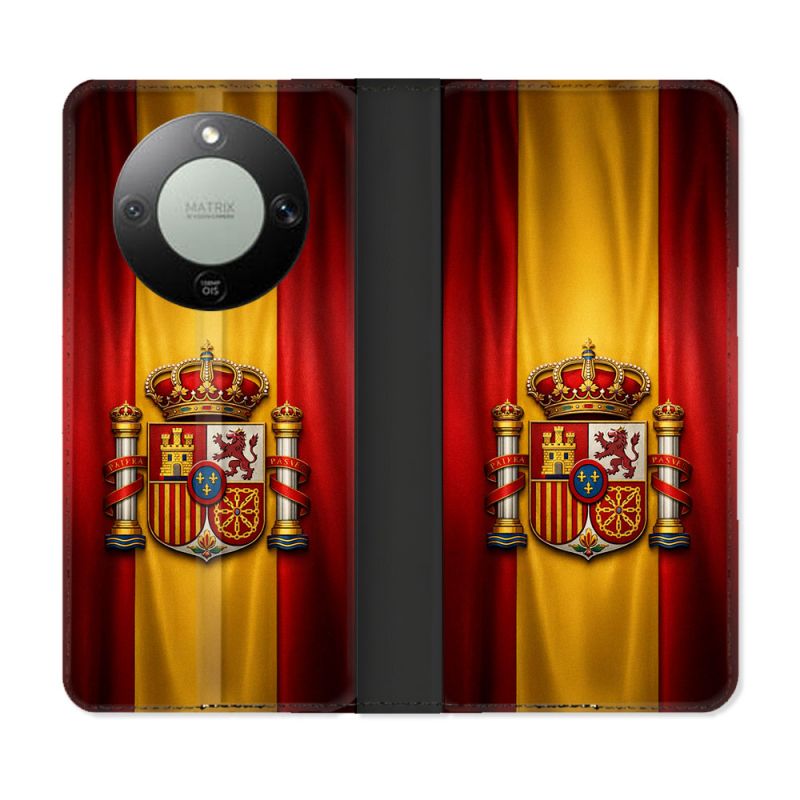 Housse Cuir Portefeuille Pour Honor Magic 8 Lite 5G Voyage Drapeau Espagne
