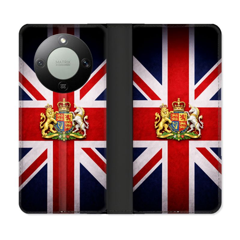 Housse Cuir Portefeuille Pour Honor Magic 8 Lite 5G Voyage Drapeau Grande Bretagne UK