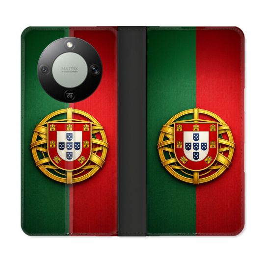 Housse Cuir Portefeuille Pour Honor Magic 8 Lite 5G Voyage Drapeau Portugal