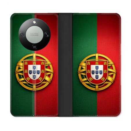 Housse Cuir Portefeuille Pour Honor Magic 8 Lite 5G Voyage Drapeau Portugal