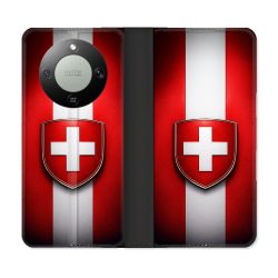 Housse Cuir Portefeuille Pour Honor Magic 8 Lite 5G Voyage Drapeau Suisse