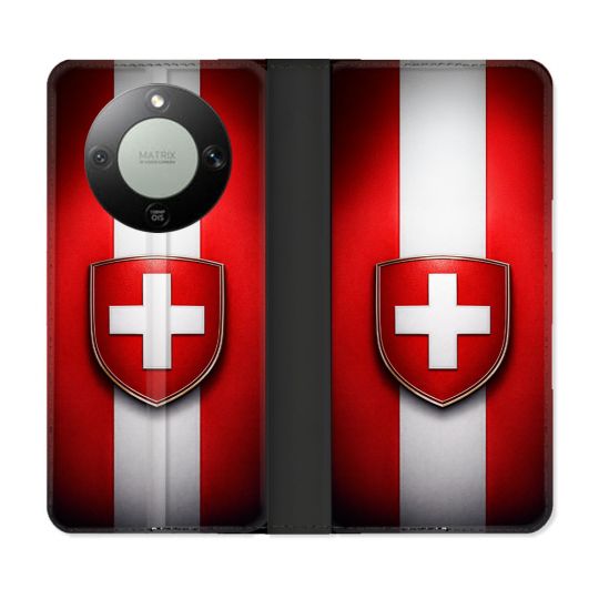 Housse Cuir Portefeuille Pour Honor Magic 8 Lite 5G Voyage Drapeau Suisse