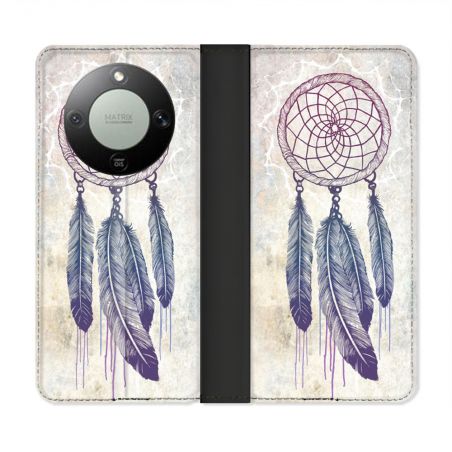 Housse Cuir Portefeuille Pour Honor Magic 8 Lite 5G Zen Attrape Reve Blanc