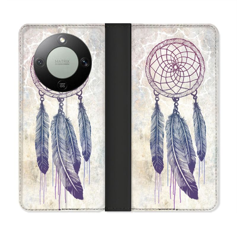 Housse Cuir Portefeuille Pour Honor Magic 8 Lite 5G Zen Attrape Reve Blanc