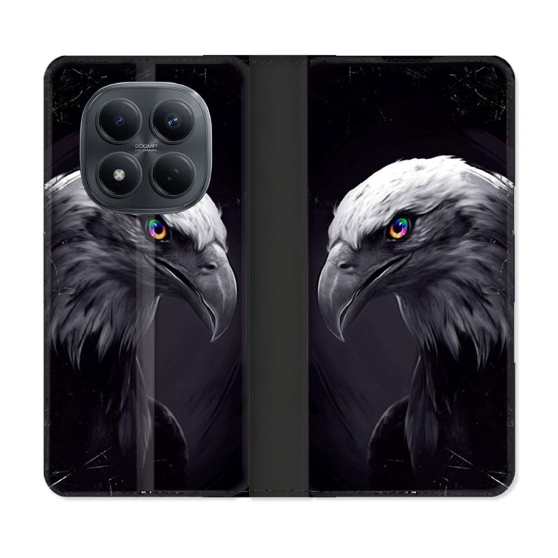 Housse Cuir Portefeuille Pour Xiaomi Redmi Note 15 Pro 4G Animal Aigle Royal Noir