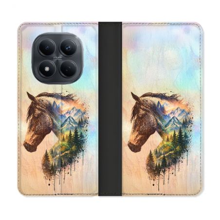 Housse Cuir Portefeuille Pour Xiaomi Redmi Note 15 Pro 4G Animal Cheval Montagne