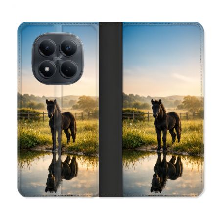 Housse Cuir Portefeuille Pour Xiaomi Redmi Note 15 Pro 4G Animal Cheval Reflet