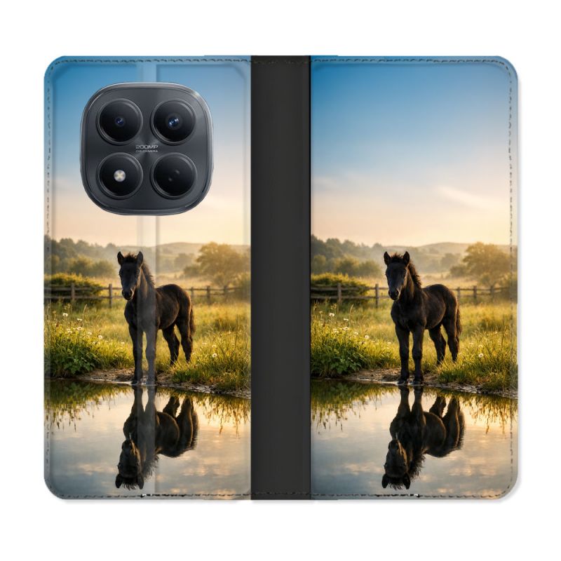 Housse Cuir Portefeuille Pour Xiaomi Redmi Note 15 Pro 4G Animal Cheval Reflet