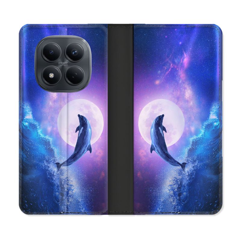 Housse Cuir Portefeuille Pour Xiaomi Redmi Note 15 Pro 4G Animal Dauphin Vague