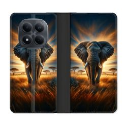 Housse Cuir Portefeuille Pour Xiaomi Redmi Note 15 Pro 4G Animal Elephant Savane