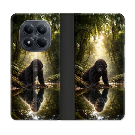 Housse Cuir Portefeuille Pour Xiaomi Redmi Note 15 Pro 4G Animal Gorille Reflet