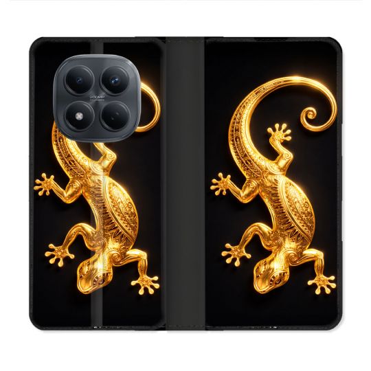 Housse Cuir Portefeuille Pour Xiaomi Redmi Note 15 Pro 4G Animal Lezard Noir 2026