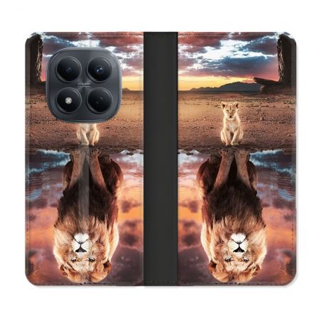Housse Cuir Portefeuille Pour Xiaomi Redmi Note 15 Pro 4G Animal Lion Reflet