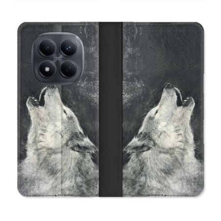 Housse Cuir Portefeuille Pour Xiaomi Redmi Note 15 Pro 4G Animal Loup Hurlement