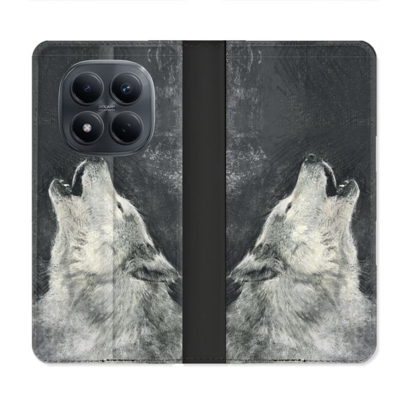 Housse Cuir Portefeuille Pour Xiaomi Redmi Note 15 Pro 4G Animal Loup Hurlement