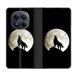 Housse Cuir Portefeuille Pour Xiaomi Redmi Note 15 Pro 4G Animal Loup Noir