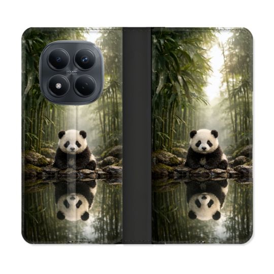 Housse Cuir Portefeuille Pour Xiaomi Redmi Note 15 Pro 4G Animal Panda Reflet