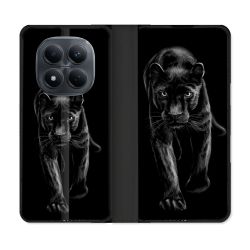Housse Cuir Portefeuille Pour Xiaomi Redmi Note 15 Pro 4G Animal Panthère Noire