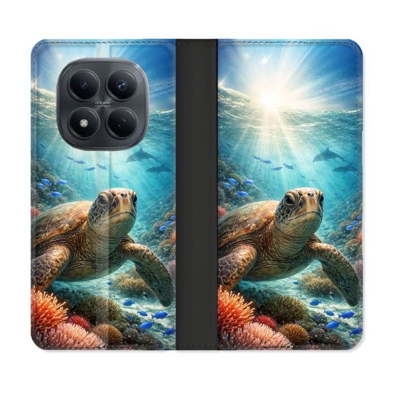 Housse Cuir Portefeuille Pour Xiaomi Redmi Note 15 Pro 4G Animal Tortue Marine