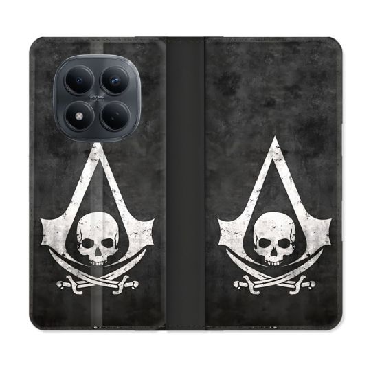 Housse Cuir Portefeuille Pour Xiaomi Redmi Note 15 Pro 4G Assassin Creed Tete Mort