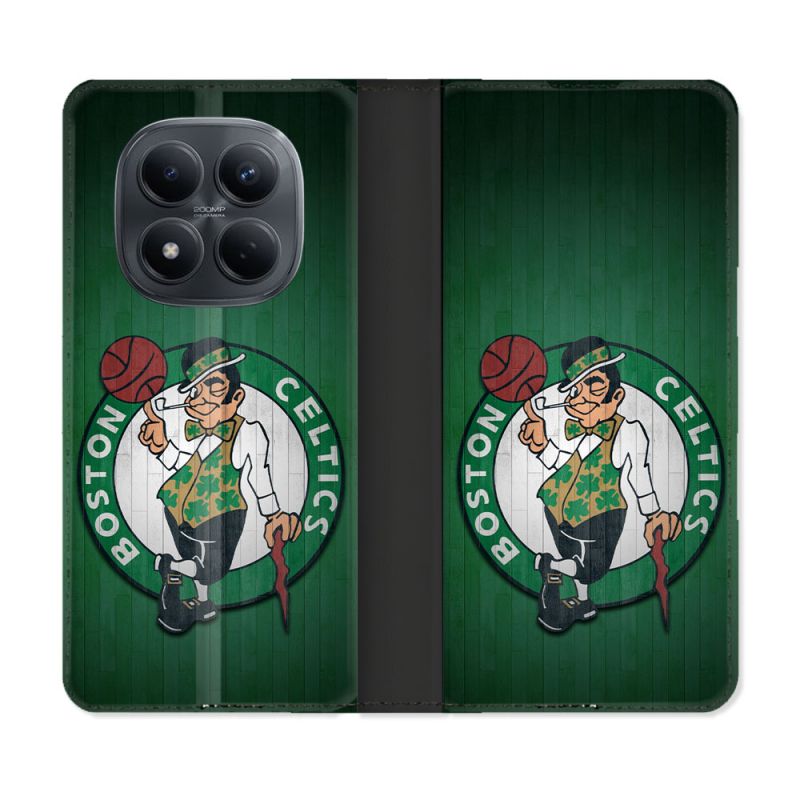 Housse Cuir Portefeuille Pour Xiaomi Redmi Note 15 Pro 4G Basket Boston Celtics