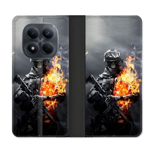 Housse Cuir Portefeuille Pour Xiaomi Redmi Note 15 Pro 4G Call Of Duty Squelette