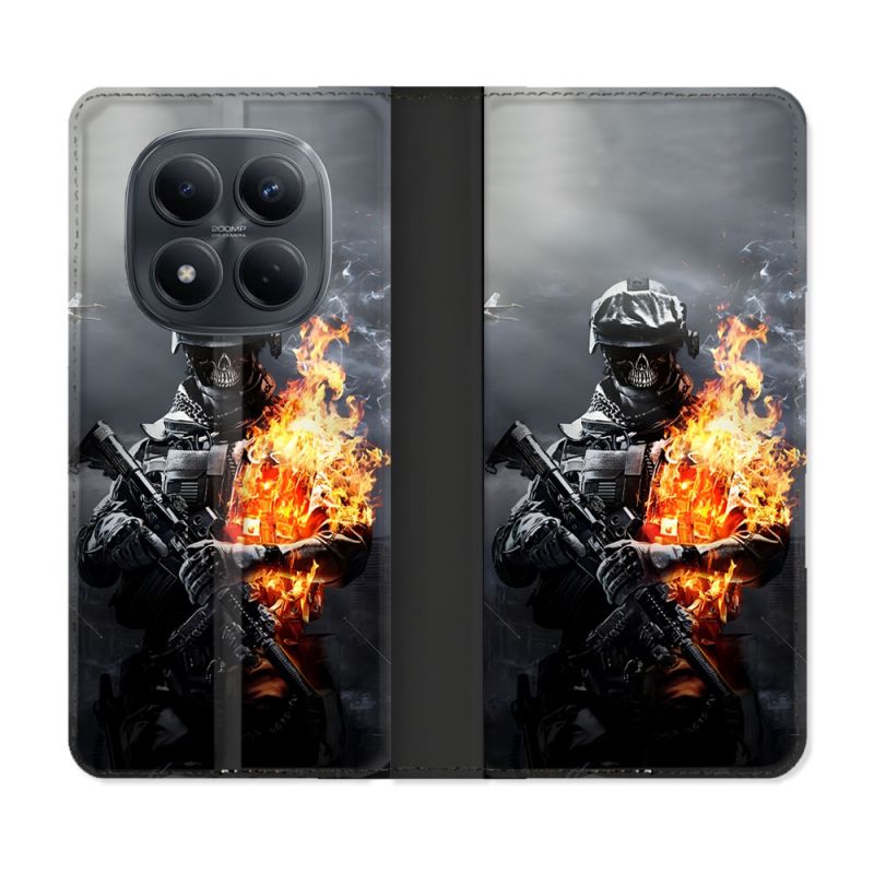 Housse Cuir Portefeuille Pour Xiaomi Redmi Note 15 Pro 4G Call Of Duty Squelette