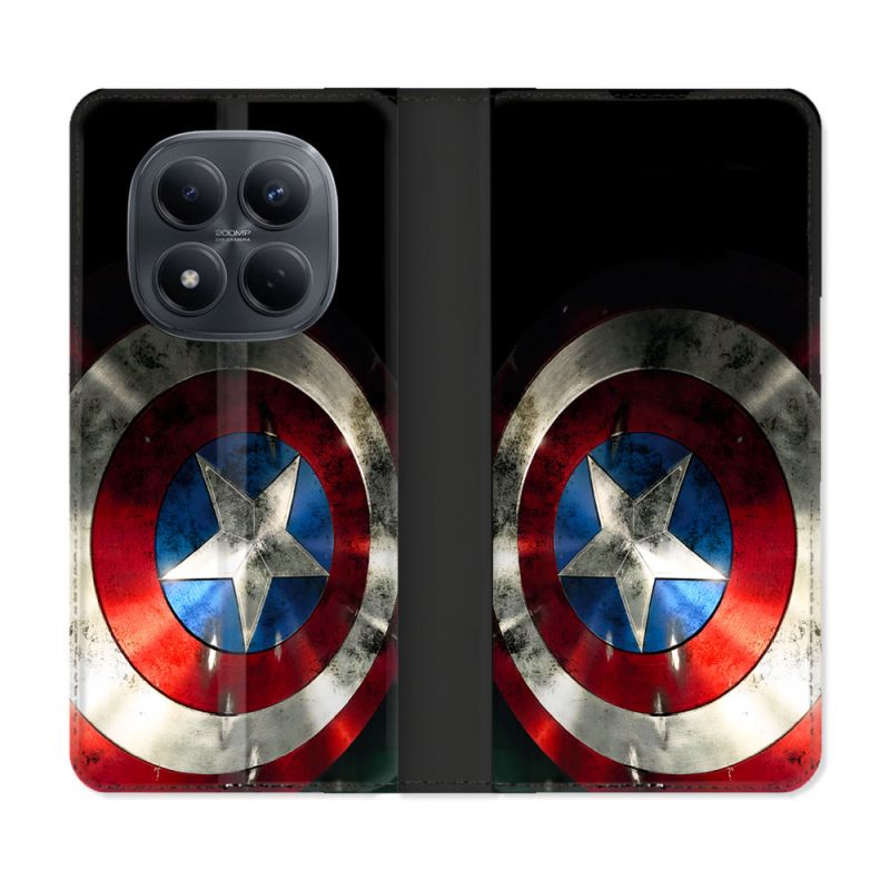 Housse Cuir Portefeuille Pour Xiaomi Redmi Note 15 Pro 4G Captain America Bouclier