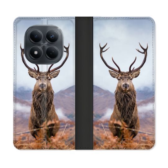 Housse Cuir Portefeuille Pour Xiaomi Redmi Note 15 Pro 4G Chasse Chevreuil Montagne