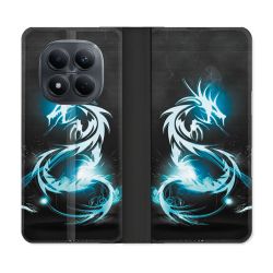 Housse Cuir Portefeuille Pour Xiaomi Redmi Note 15 Pro 4G Fantastique Dragon Bleu