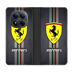 Housse Cuir Portefeuille Pour Xiaomi Redmi Note 15 Pro 4G Ferrari Carbone