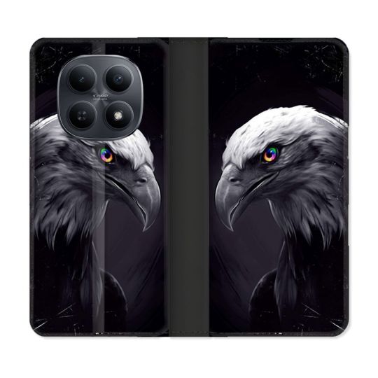 Housse Cuir Portefeuille Pour Xiaomi Redmi Note 15 5G Animal Aigle Royal Noir