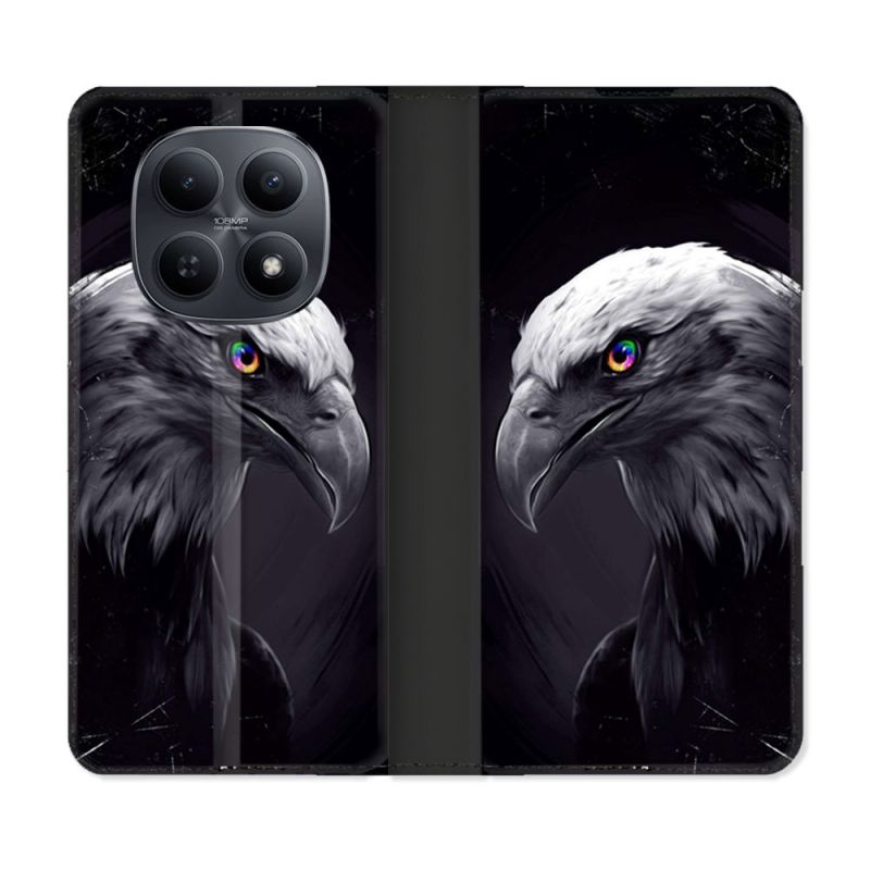 Housse Cuir Portefeuille Pour Xiaomi Redmi Note 15 5G Animal Aigle Royal Noir