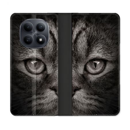 Housse Cuir Portefeuille Pour Xiaomi Redmi Note 15 5G Animal Chat Gris