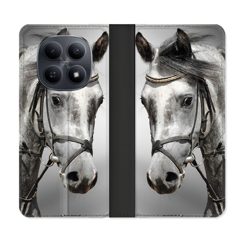 Housse Cuir Portefeuille Pour Xiaomi Redmi Note 15 5G Animal Cheval Blanc