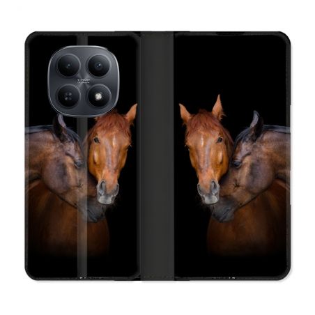 Housse Cuir Portefeuille Pour Xiaomi Redmi Note 15 5G Animal Cheval Marron