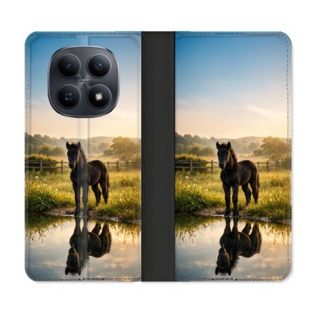 Housse Cuir Portefeuille Pour Xiaomi Redmi Note 15 5G Animal Cheval Reflet