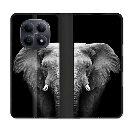 Housse Cuir Portefeuille Pour Xiaomi Redmi Note 15 5G Animal Elephant Noir
