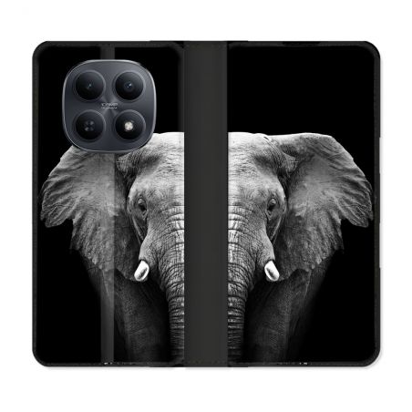 Housse Cuir Portefeuille Pour Xiaomi Redmi Note 15 5G Animal Elephant Noir