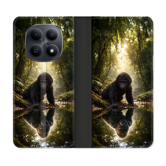 Housse Cuir Portefeuille Pour Xiaomi Redmi Note 15 5G Animal Gorille Reflet