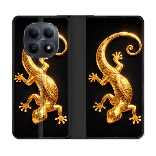 Housse Cuir Portefeuille Pour Xiaomi Redmi Note 15 5G Animal Lezard Noir 2026