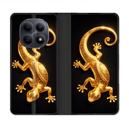 Housse Cuir Portefeuille Pour Xiaomi Redmi Note 15 5G Animal Lezard Noir 2026