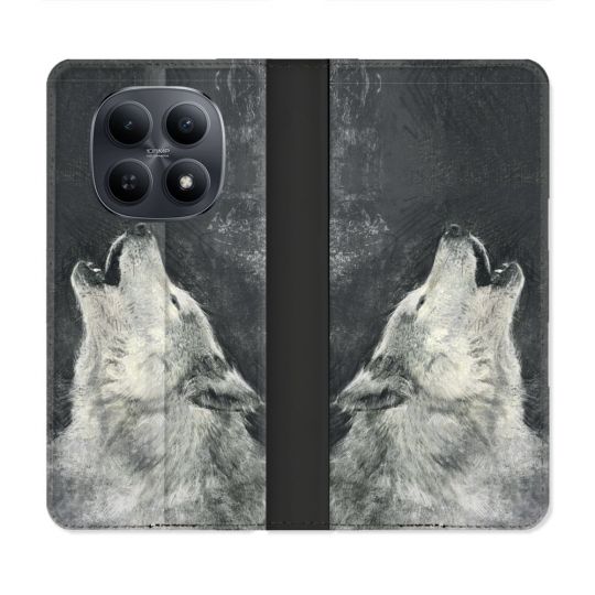 Housse Cuir Portefeuille Pour Xiaomi Redmi Note 15 5G Animal Loup Hurlement