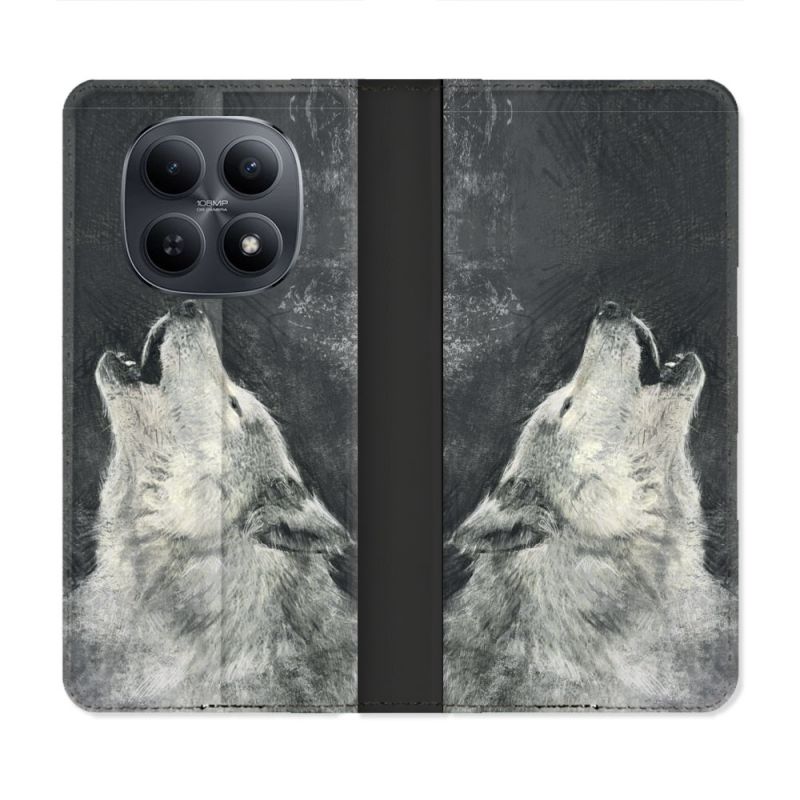 Housse Cuir Portefeuille Pour Xiaomi Redmi Note 15 5G Animal Loup Hurlement