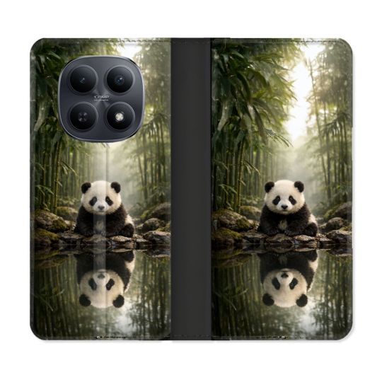 Housse Cuir Portefeuille Pour Xiaomi Redmi Note 15 5G Animal Panda Reflet